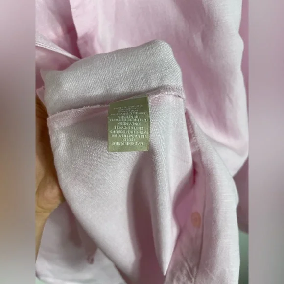 Joan Vass NY Elegant Pink Button Down Women's Shirt Linen Work Career Size M - Picture 9 of 16